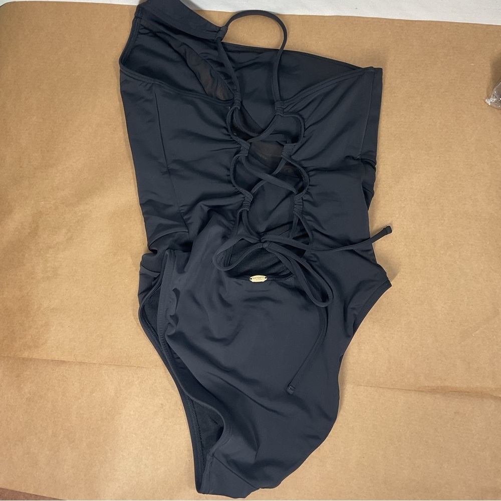 Sunsets One Shoulder Black Swimsuit with Mesh in Size Medium - Picture 4 of 8